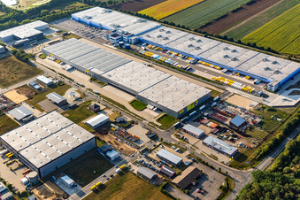 Aerial photograpy of Building complex and grounds of the logistics center Amazon Logistik Winsen GmbH - HAM2 in Winsen (Luhe) in the state Lower Saxony, Germany