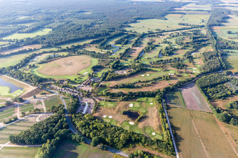 Grounds of the Golf course at Green Eagle Golf Courses in Winsen (Luhe) in the state Lower Saxony, Germany from above