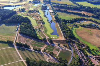 Grounds of the Golf course at Green Eagle Golf Courses in Winsen (Luhe) in the state Lower Saxony, Germany out of the air