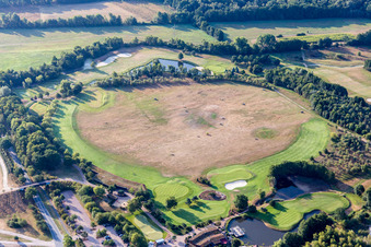 Grounds of the Golf course at Green Eagle Golf Courses in Winsen (Luhe) in the state Lower Saxony, Germany seen from above