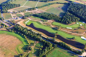 Aerial photograpy of Grounds of the Golf course at Green Eagle Golf Courses in Winsen (Luhe) in the state Lower Saxony, Germany