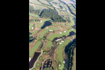 Grounds of the Golf course at Green Eagle Golf Courses in Winsen (Luhe) in the state Lower Saxony, Germany viewn from the air