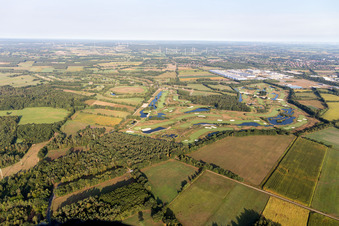 Drone recording of Grounds of the Golf course at Green Eagle Golf Courses in Winsen (Luhe) in the state Lower Saxony, Germany