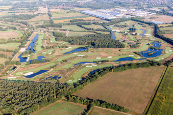 Drone image of Grounds of the Golf course at Green Eagle Golf Courses in Winsen (Luhe) in the state Lower Saxony, Germany