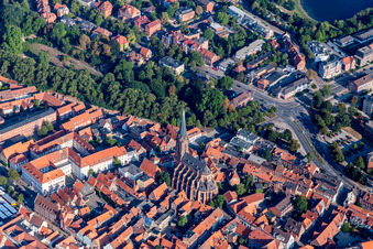 Church building in St. Nicolai in Old Town- center of downtown in Lueneburg in the state Lower Saxony, Germany