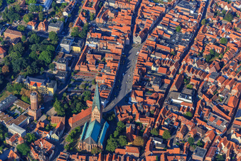 Church of St. Johannis Lüneburg am Sande and historic water tower in Lüneburg in the state Lower Saxony, Germany