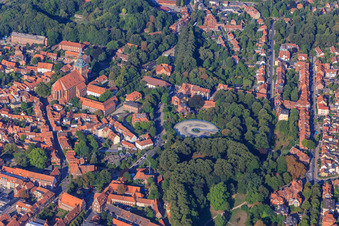 St. Michael's Church, Auf dem Meere and Scunthorpe Park with car park at the Town Hall Lüneburg in Lüneburg in the state Lower Saxony, Germany