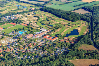 Aerial view of Golf Resort Adendorf golf course grounds in Adendorf in the state Lower Saxony, Germany