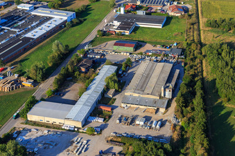 Industrial area on the Elbe foreland with bwb Betonwerk Lauenburg GmbH & Co. KG in Lauenburg in the state Schleswig Holstein, Germany