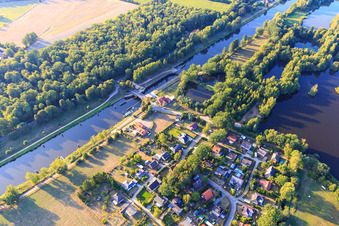 Lock Witzeeze on the Elbe-Lübeck Canal in Witzeeze in the state Schleswig Holstein, Germany