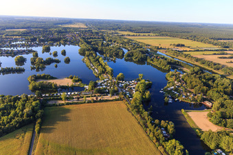 Camping site bathing island at Prüß-See "Blue Lagoon in Güster in the state Schleswig Holstein, Germany