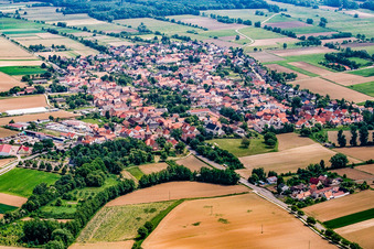 Village from the west in Minfeld in the state Rhineland-Palatinate, Germany