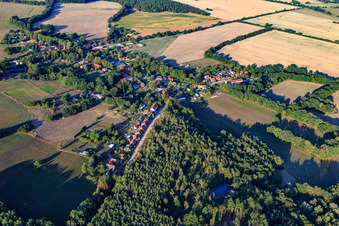 Village view from the southwest in the district Greven bei Boizenburg in Greven in the state Mecklenburg-Western Pomerania, Germany