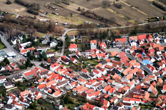 Aerial photograpy of Friedenstr in Hagenbach in the state Rhineland-Palatinate, Germany