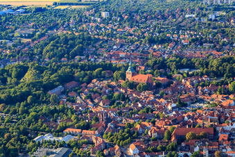 Old town area with St. Michaelis Church in Lüneburg in the state Lower Saxony, Germany
