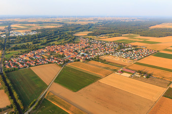 Aerial photograpy of Development of the new Fichtenweg development area in Steinweiler in the state Rhineland-Palatinate, Germany