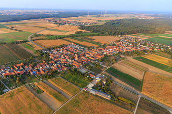 Aerial view of Village view from the southeast in Erlenbach bei Kandel in the state Rhineland-Palatinate, Germany
