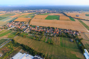 Aerial view of Village view from the north in the district Minderslachen in Kandel in the state Rhineland-Palatinate, Germany