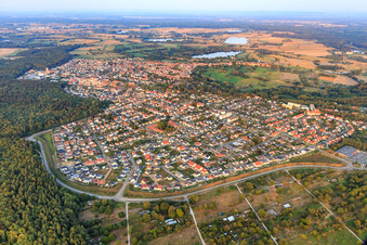 City overview from the northwest in Jockgrim in the state Rhineland-Palatinate, Germany