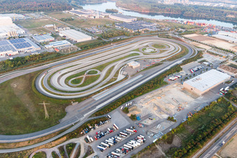Truck test track in the Oberwald industrial area in Wörth am Rhein in the state Rhineland-Palatinate, Germany