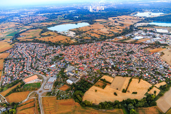 City view in the evening from the west in Hagenbach in the state Rhineland-Palatinate, Germany