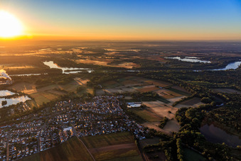 Aerial view of Saalbach Canal at Rußheimer Altrhein-Elisabethenwört in the district Rheinsheim in Philippsburg in the state Baden-Wuerttemberg, Germany