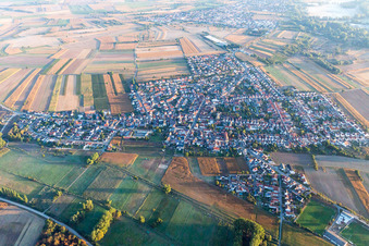 District Mechtersheim in Römerberg in the state Rhineland-Palatinate, Germany seen from above