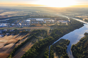 Runway of FSL Airport Speyer/Ludwigshafen from the west in Speyer in the state Rhineland-Palatinate, Germany