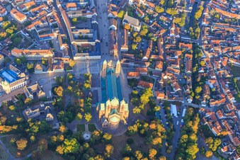 Cathedral Square from the east with the cathedral, Historical Museum of the Palatinate and Maximilianstr in Speyer in the state Rhineland-Palatinate, Germany