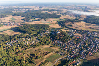 Aerial view of Lichtenberg Castle in the district Niedernhausen in Fischbachtal in the state Hesse, Germany