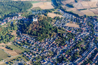 Aerial photograpy of Lichtenberg Castle in the district Niedernhausen in Fischbachtal in the state Hesse, Germany