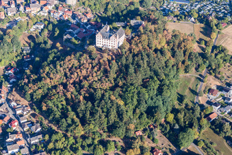 Lichtenberg Castle in the district Niedernhausen in Fischbachtal in the state Hesse, Germany out of the air