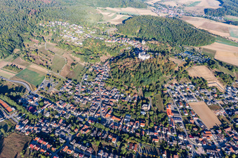 Lichtenberg Castle in the district Niedernhausen in Fischbachtal in the state Hesse, Germany viewn from the air