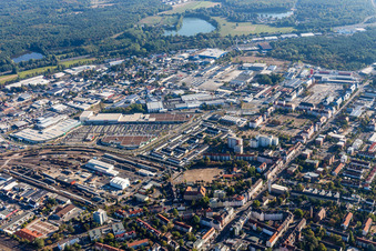 Aerial photograpy of Old Town in the district Hanau-Altstadt in Hanau in the state Hesse, Germany