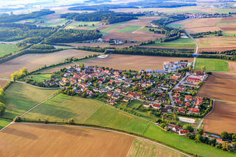 Aerial view of Village view on the A70 from the northwest in the district Horhausen in Theres in the state Bavaria, Germany