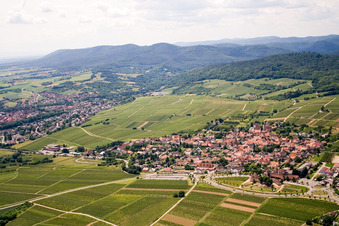 Aerial photograpy of Sonnenberg in the district Schweigen in Schweigen-Rechtenbach in the state Rhineland-Palatinate, Germany