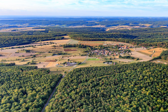 Aerial view of Village view from the north in the district Fatschenbrunn in Oberaurach in the state Bavaria, Germany