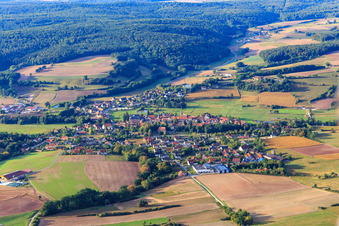 Village view from the north in Burgwindheim in the state Bavaria, Germany