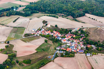 Aerial view of District Großbirkach in Ebrach in the state Bavaria, Germany