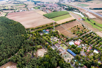 Aerial view of Leisure Centre - Amusement Park Freizeit-Land Geiselwind in Geiselwind in the state Bavaria, Germany