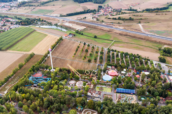 Aerial photograpy of Leisure Centre - Amusement Park Freizeit-Land Geiselwind in Geiselwind in the state Bavaria, Germany