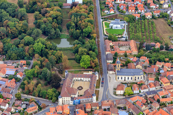Castle Square with Count Schönborn - Castle and Castle Park Wiesentheid and Mauritius Church Wiesentheid in Wiesentheid in the state Bavaria, Germany