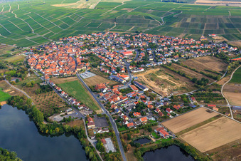 View of the town from the south in Sommerach in the state Bavaria, Germany