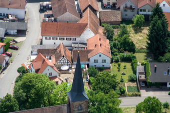 Oblique view of Kirchstr in the district Rechtenbach in Schweigen-Rechtenbach in the state Rhineland-Palatinate, Germany