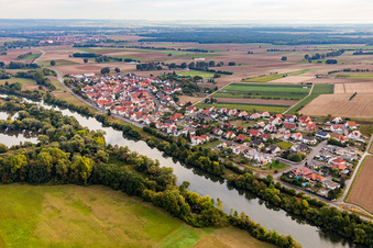 District Hirschfeld in Röthlein in the state Bavaria, Germany from above