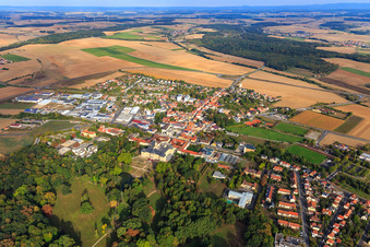 View of the town and castle park from the south in Werneck in the state Bavaria, Germany