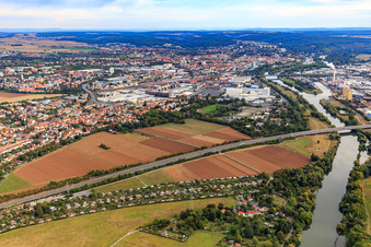 SKF GmbH Plant 2 and ZF Friedrichshafen AG - Plant North from South in the district Oberndorf in Schweinfurt in the state Bavaria, Germany