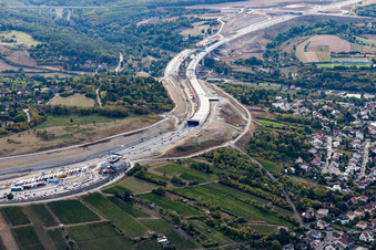 New construction of the route in the course of the motorway tunnel construction of the BAB A 3 in the district Heidingsfeld in Wuerzburg in the state Bavaria, Germany