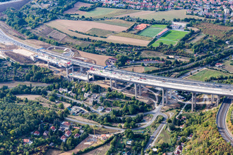 Construction work at the Heidingsfeld valley bridge of the federal motorway A3 in the South of Wuerzburg in the state of Bavaria