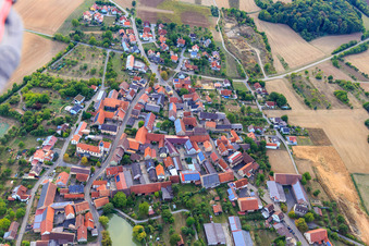 Aerial view of Village view from the east in the district Krensheim in Grünsfeld in the state Baden-Wuerttemberg, Germany